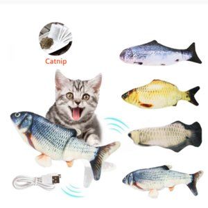 Pet Soft Electronic Fish Shape Cat Toy Electric USB Charging Simulation Fish Toy